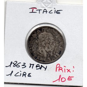 Italie 1 Lire 1863 M BN TTB, KM.5a Vittorio Emanuele
