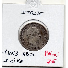 Italie 1 Lire 1863 M BN TB+,  KM.15 Vittorio Emanuele II