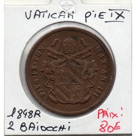 Vatican Pius Pie IX 2 Baiocchi 1848 Sup, KM.1343