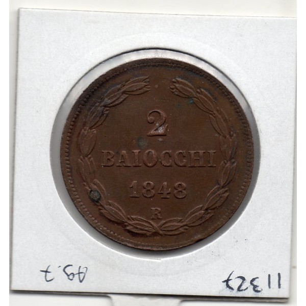 Vatican Pius Pie IX 2 Baiocchi 1848 Sup, KM.1343