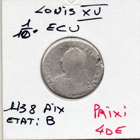 1/10 Ecu aux branches d'olivier 1738 & Aix B Louis XV