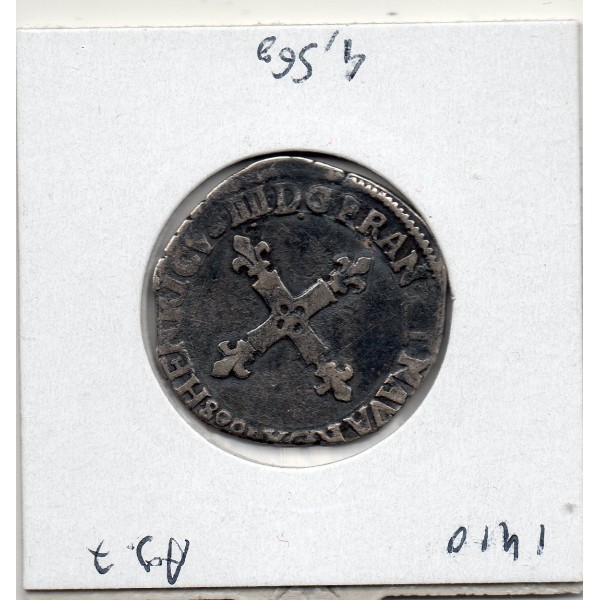1/8 ou Huitieme d'Ecu Croix de Face 1608 H La rochelle TTB- Henri IV 1er type