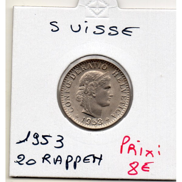 Suisse 20 rappen 1953 Spl, KM.29