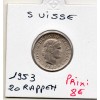 Suisse 20 rappen 1953 Spl, KM.29