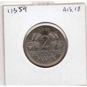 Allemagne RFA 2 deutche mark 1951 F Stuttgart, Sup KM.111