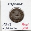 Espagne 1 peseta 1869 TB, KM.652 Gouvernement provisoire