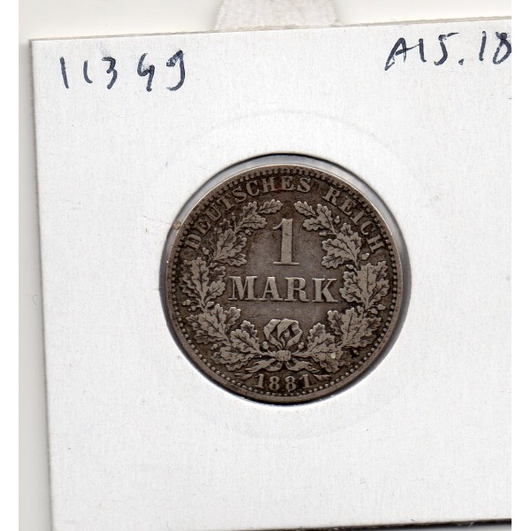 Allemagne 1 mark 1881 A, TTB KM.7 Wilhelm 1er