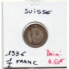 Suisse 1/2 franc 1936 TTB, KM.23