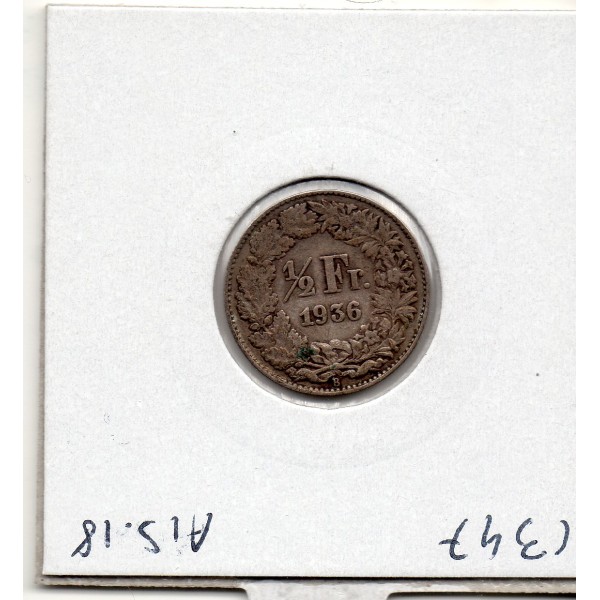 Suisse 1/2 franc 1936 TTB, KM.23
