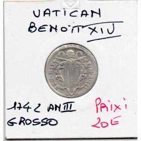 Vatican Rome Benoit XIV Grosso An III 1742 TB+, KM.946 Novit Ivstvs Cavsam Pavpervm