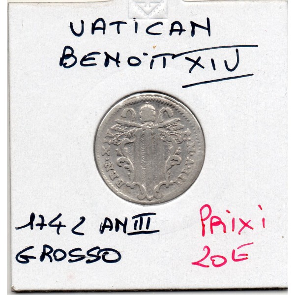 Vatican Rome Benoit XIV Grosso An III 1742 TB+, KM.946 Novit Ivstvs Cavsam Pavpervm