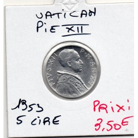 Vatican Pie XII 5 lire 1953 Spl, KM.51 Justice