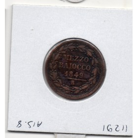 Vatican Pie IX 1/2 Baiocco 1849 R Rome TTB, KM.1340