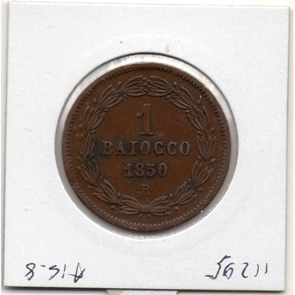 Vatican Pie IX 1 Baiocco 1850 R Rome TTB+, KM.1345