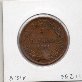 Vatican Pie IX 1 Baiocco 1851 R Rome TB, KM.1345 Choc