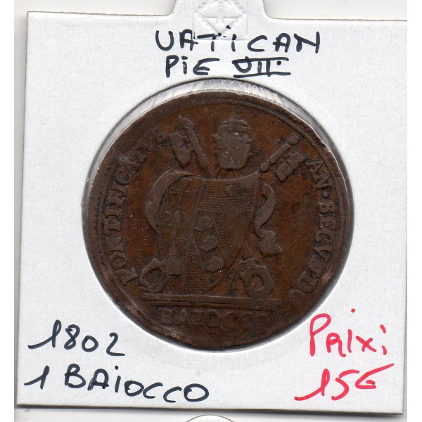 Vatican Pius Pie VII 1 Baiocco 1802 TB+, KM.1267