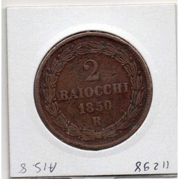 Vatican Pie IX 2 Baiocchi 1850 R Rome TTB-, KM.1343