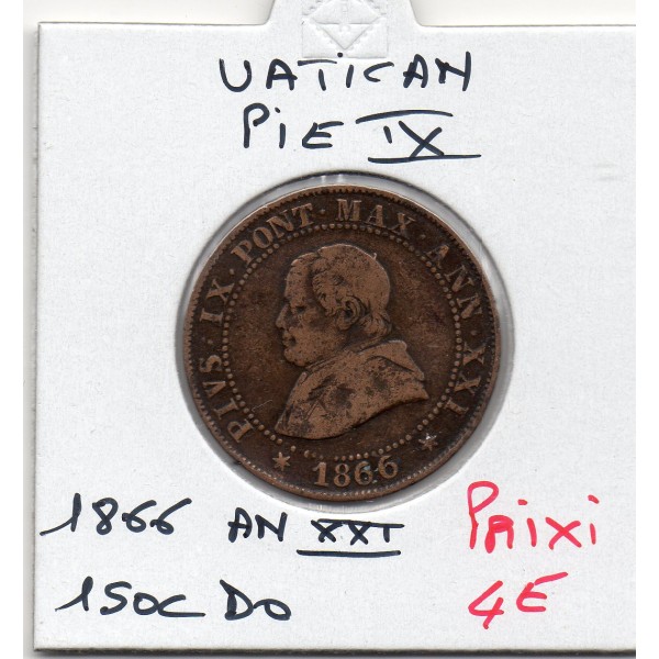 Vatican Pie IX 1 Soldo 1866 TB-, KM.1372.1 petit buste