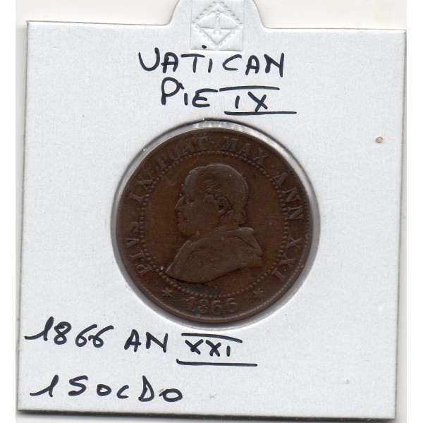 Vatican Pie IX 1 Soldo 1866 TB, KM.1372.1 petit buste