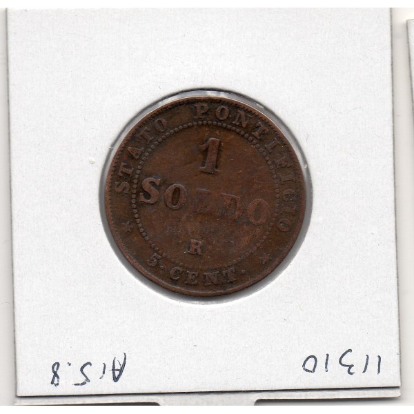 Vatican Pie IX 1 Soldo 1866 B, KM 1372.2 grand buste