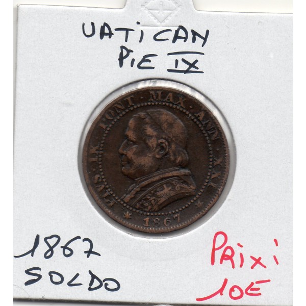 Vatican Pie IX 1 Soldo 1866 TTB, KM 1372.2 grand buste