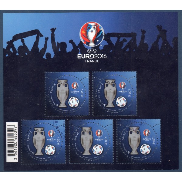 Bloc Feuillet france Yvert 137 UEFA oblitéré Euro 2016 Footbal à 1€