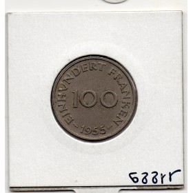 Sarre Saar, 100 franken 1955 TTB+, Gad 4 pièce de monnaie