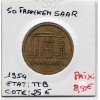 Sarre Saar, 50 franken 1954 TTB, Gad 3 pièce de monnaie