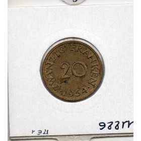 Sarre Saar, 20 franken 1954 Sup, Gad 2 pièce de monnaie