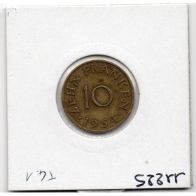 Sarre Saar, 10 franken 1954 TTB, Gad 1 pièce de monnaie
