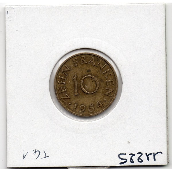 Sarre Saar, 10 franken 1954 TTB, Gad 1 pièce de monnaie