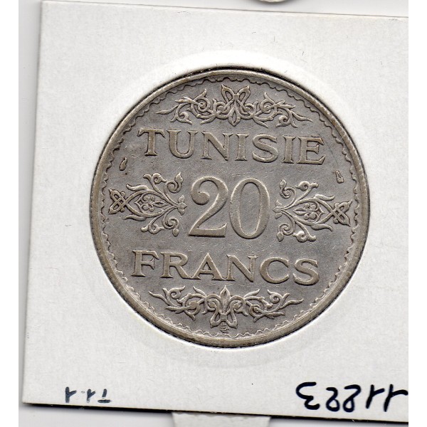 Tunisie, 20 francs 1934 - 1353 AH Sup, Lec 364 pièce de monnaie