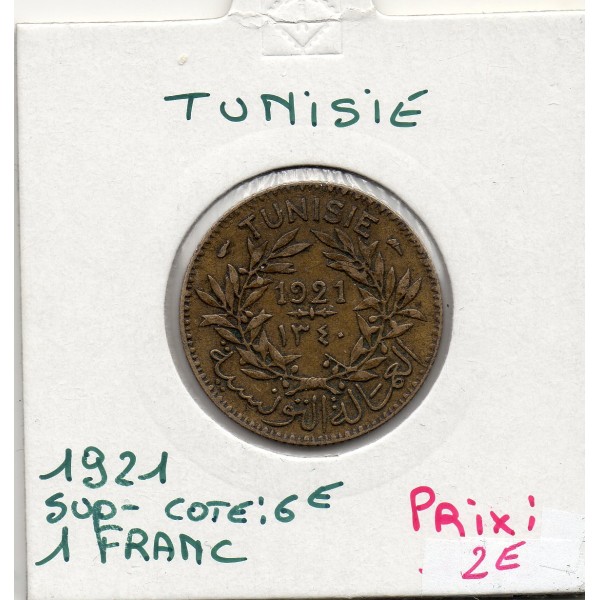 Tunisie, 1 franc 1921 - 1340 AH Sup-, Lec 237 pièce de monnaie
