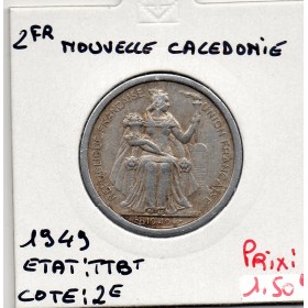 Nouvelle Calédonie 2 Francs 1949 TTB+, Lec 55 pièce de monnaie