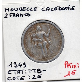 Nouvelle Calédonie 2 Francs 1949 TTB-, Lec 55 pièce de monnaie