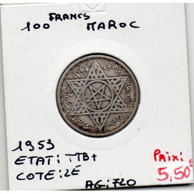 Maroc 100 francs 1372 AH -1953 TTB+, Lec 288 pièce de monnaie