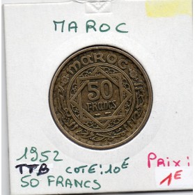 Maroc 50 francs 1371 AH -1952 TTB, Lec 281 pièce de monnaie