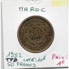 Maroc 50 francs 1371 AH -1952 TTB, Lec 281 pièce de monnaie