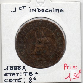Indochine 1 cent 1888 TB+, Lec 40 pièce de monnaie