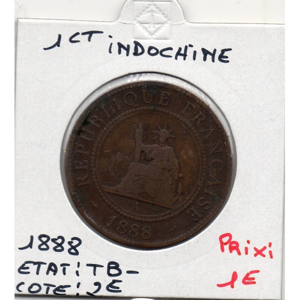 Indochine 1 cent 1888 TB-, Lec 40 pièce de monnaie