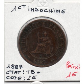 Indochine 1 cent 1887 TB+, Lec 39 pièce de monnaie