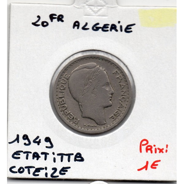 Algérie 20  Francs 1949 TTB, Lec 48 pièce de monnaie