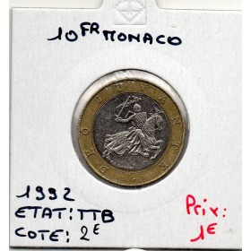 Monaco Rainier III 10 Francs 1992 TTB, Gad 160 pièce de monnaie