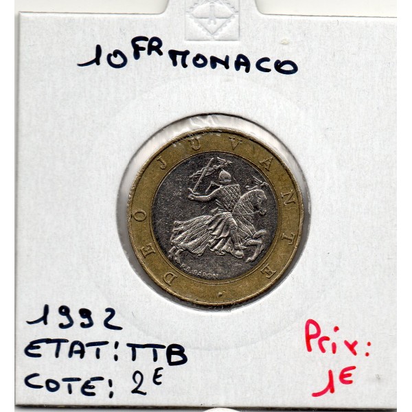 Monaco Rainier III 10 Francs 1992 TTB, Gad 160 pièce de monnaie