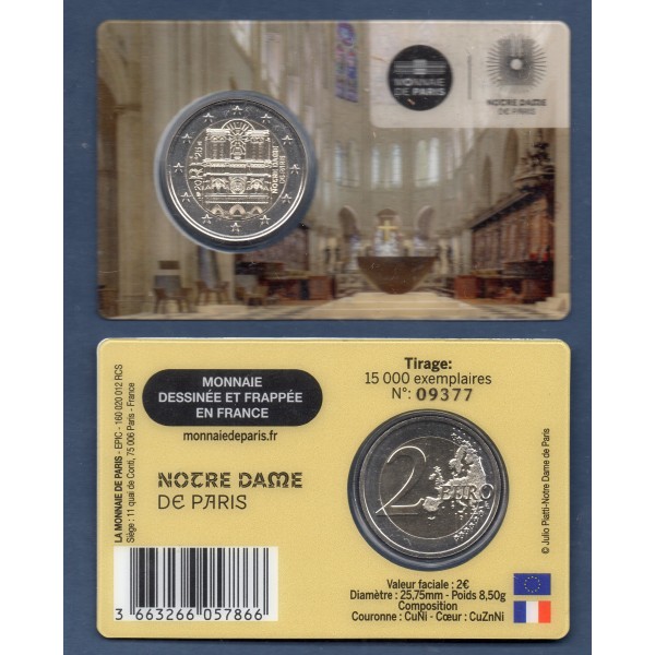 2 euro commémorative France 2025 Notre-Dame Coin-card pièce de monnaie €