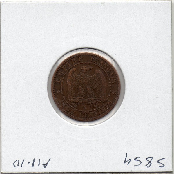 2 centimes Napoléon III tête laurée 1862 A Paris TTB