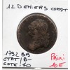 12 denier Constitution Louis XVI 1792 BB Strasbourg B-