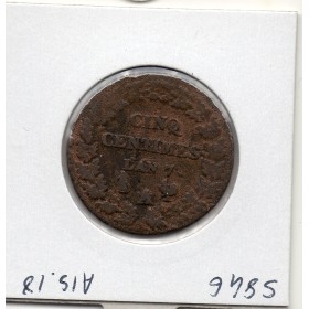 5 centimes Dupré An 7 A paris TTB-