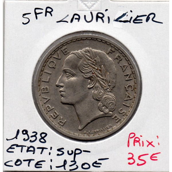 5 francs Lavrillier 1938 Sup-