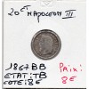 20 centimes Napoléon III tête laurée 1867 BB Strasbourg TB